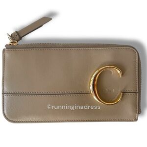 Chloé C Small Coin Purse Card Holder In Muted Grey Beige